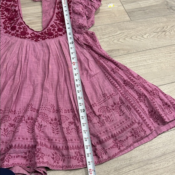 Free People Cutie Pie Romper In Azalea Combo Pink Embroidered Boho Romper Size L - Picture 12 of 16